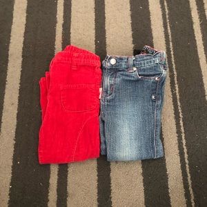 2 jeans, blue and red (3 years old girls)